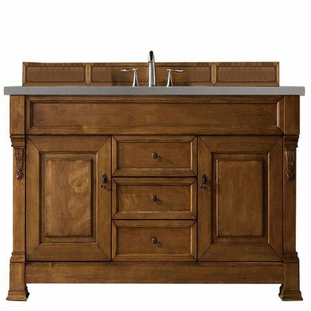 JAMES MARTIN VANITIES Brookfield 60in Single Vanity, Country Oak w/ 3 CM Grey Expo Quartz Top 147-114-5371-3GEX